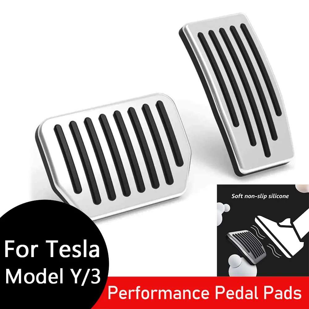 For Tesla Performance Pedal Pads Cover Foot for Model Y Model 3 2022 Aluminum Non-Slip Brake Pedal Anti Slip Foot Rest Cover image 4