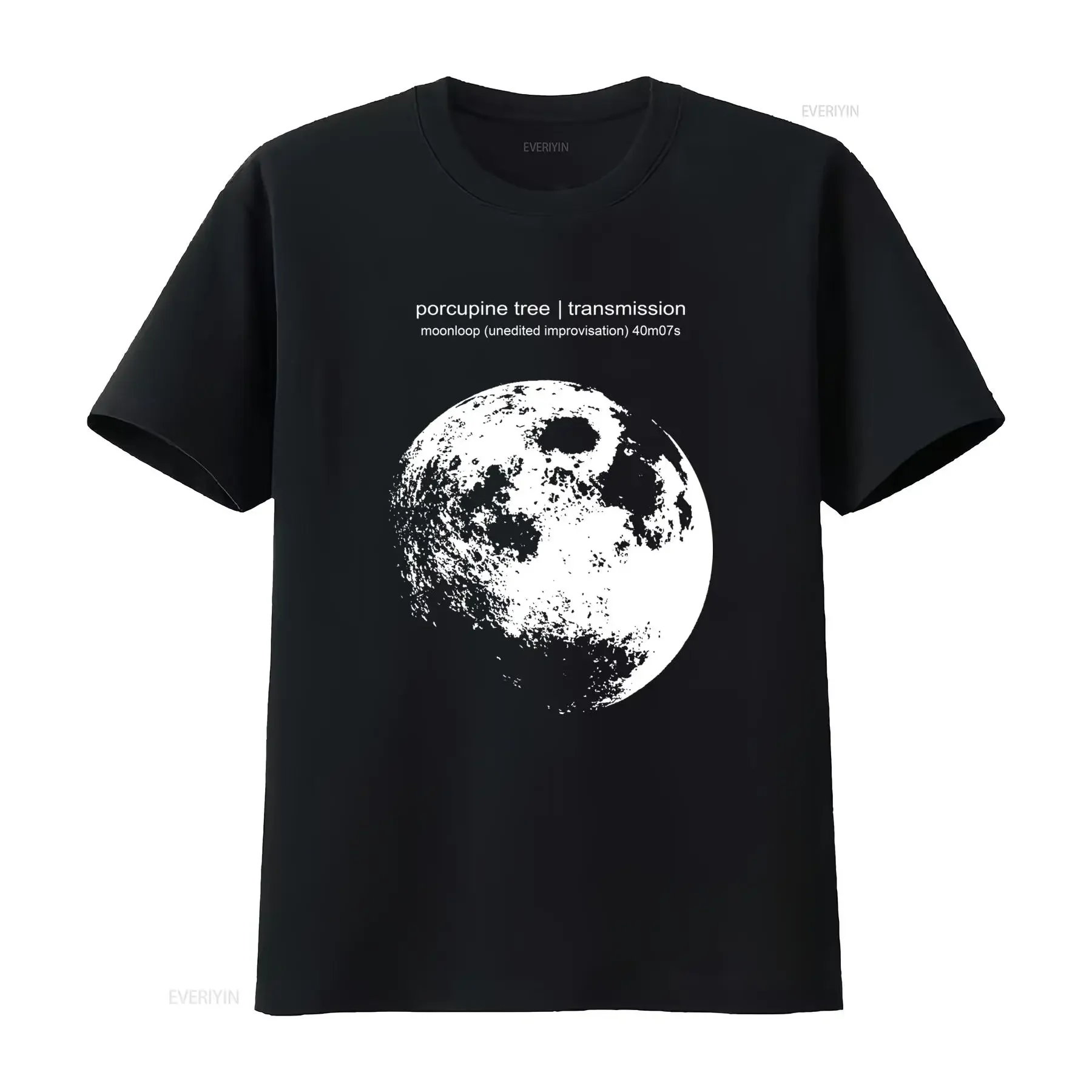 Moonloop Porcupine Tree Transmission T shirt with Moon Pattern Design vintage Washed Casual Breathable Unisex Comfortable