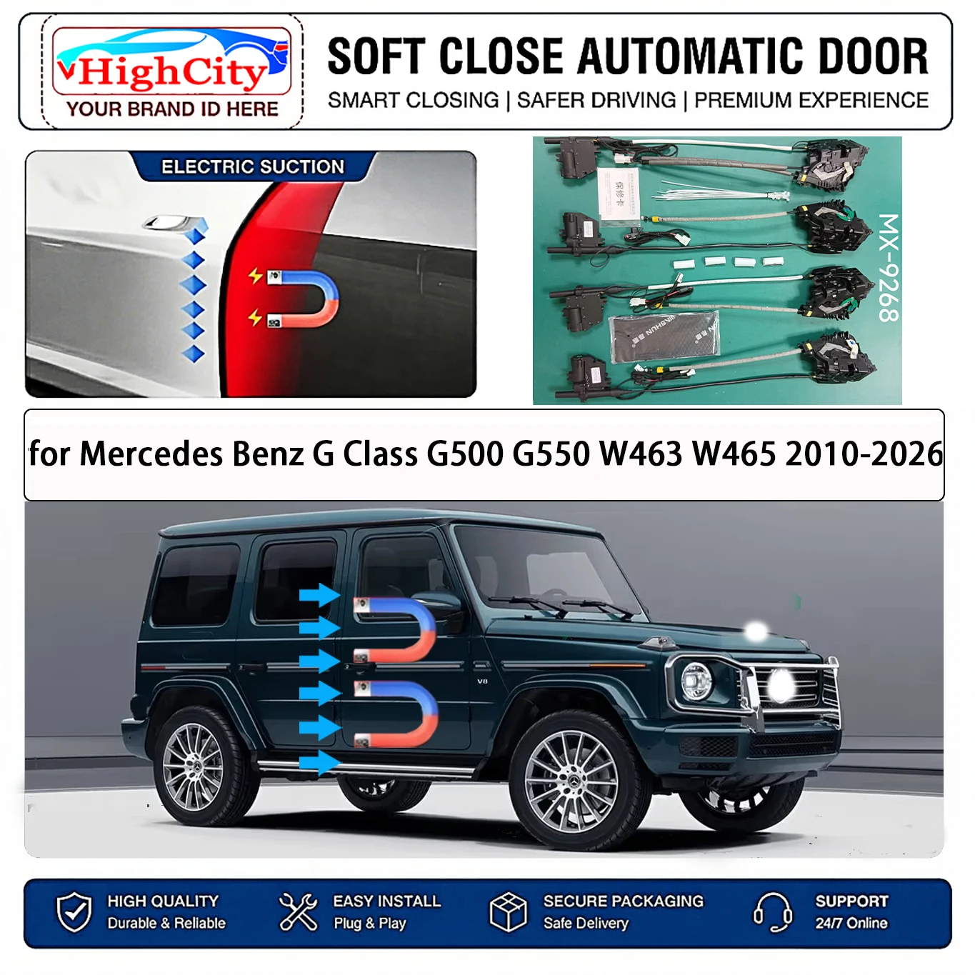 for Mercedes Benz G Class G500 G550 W463 W465 OEM Electric Suction Soft Close Door Kit Smart Anti Pinch Auto Cinch Latch System