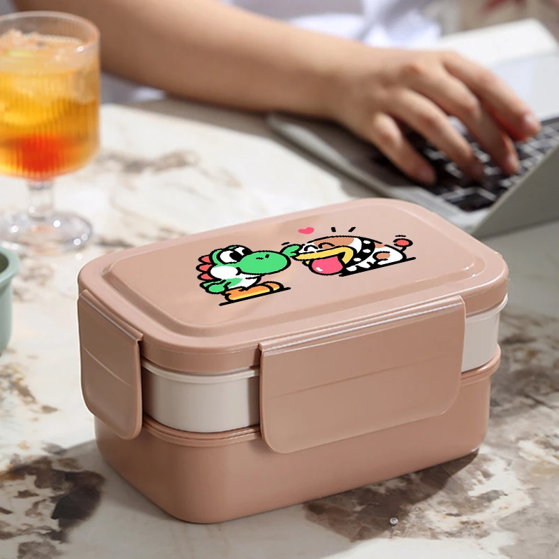 Super Mario Bro Large Capacity Double-layer Lunch Box Anime Cartoon Fashion Food Container Students Portable Bento Box Gifts