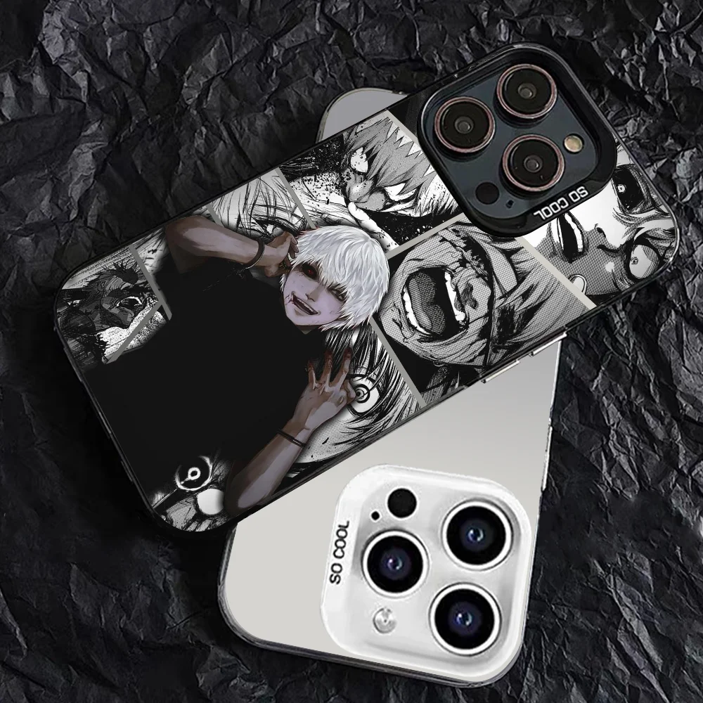 1PC Japan Anime Tokyo Ghoul Kaneki Ken Phone Case Phone Case IMD Color Silver Shell For IPhone 16 15 14 13 12 11 Pro Max Plus