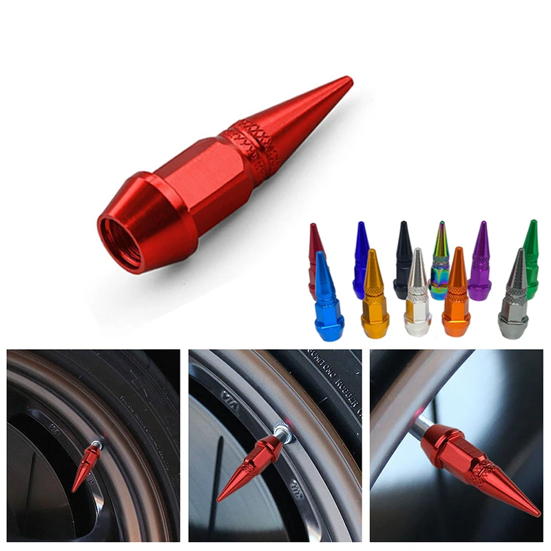 4Pcs Car Tire Valve Caps Car Motorcycle Bullet Wheel Tire Valve Caps Spike Shaped Aluminum Car Styling Auto Exterior Accessories