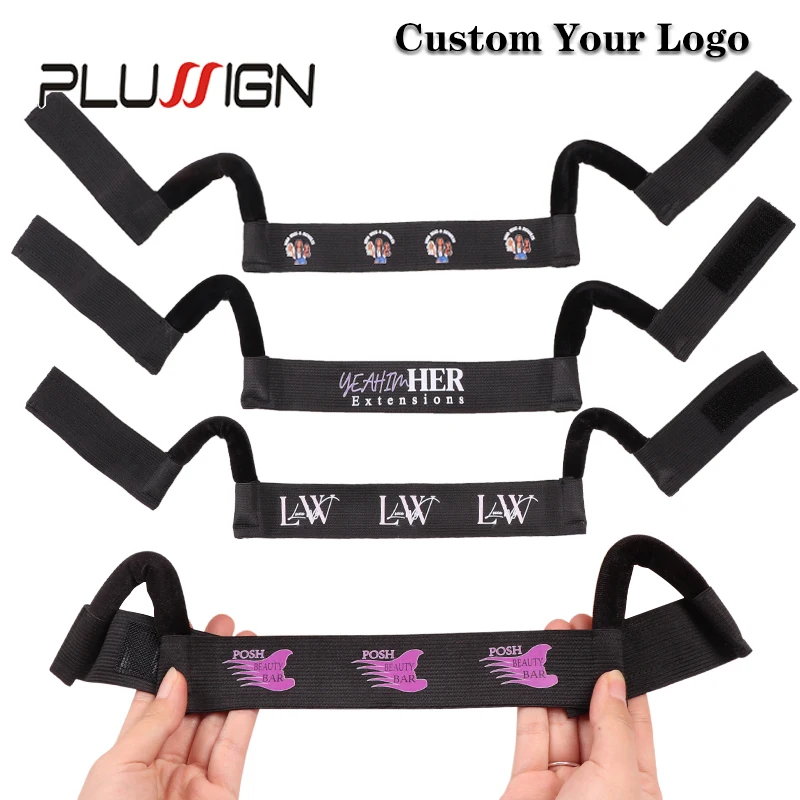 Plussign Custom Logo 50pcs Elastic Band For Wigs With Ear Hanger 3cm 3.5cm Black Wig Headband Lace Melting Band To Lay Edges