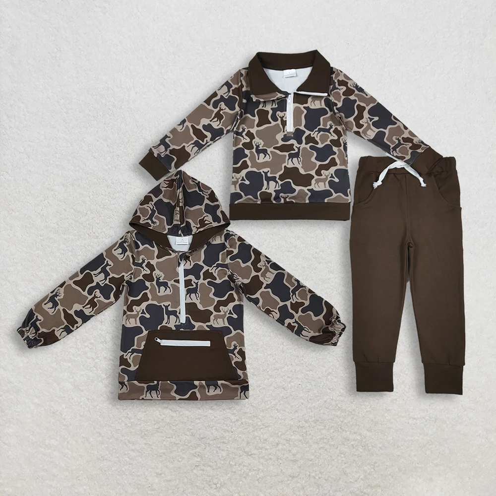 

z1021-15 BLP1270 Wholesale Boutique kids clothes boy matching elk camouflage long sleeve pants Set Spring Children clothing