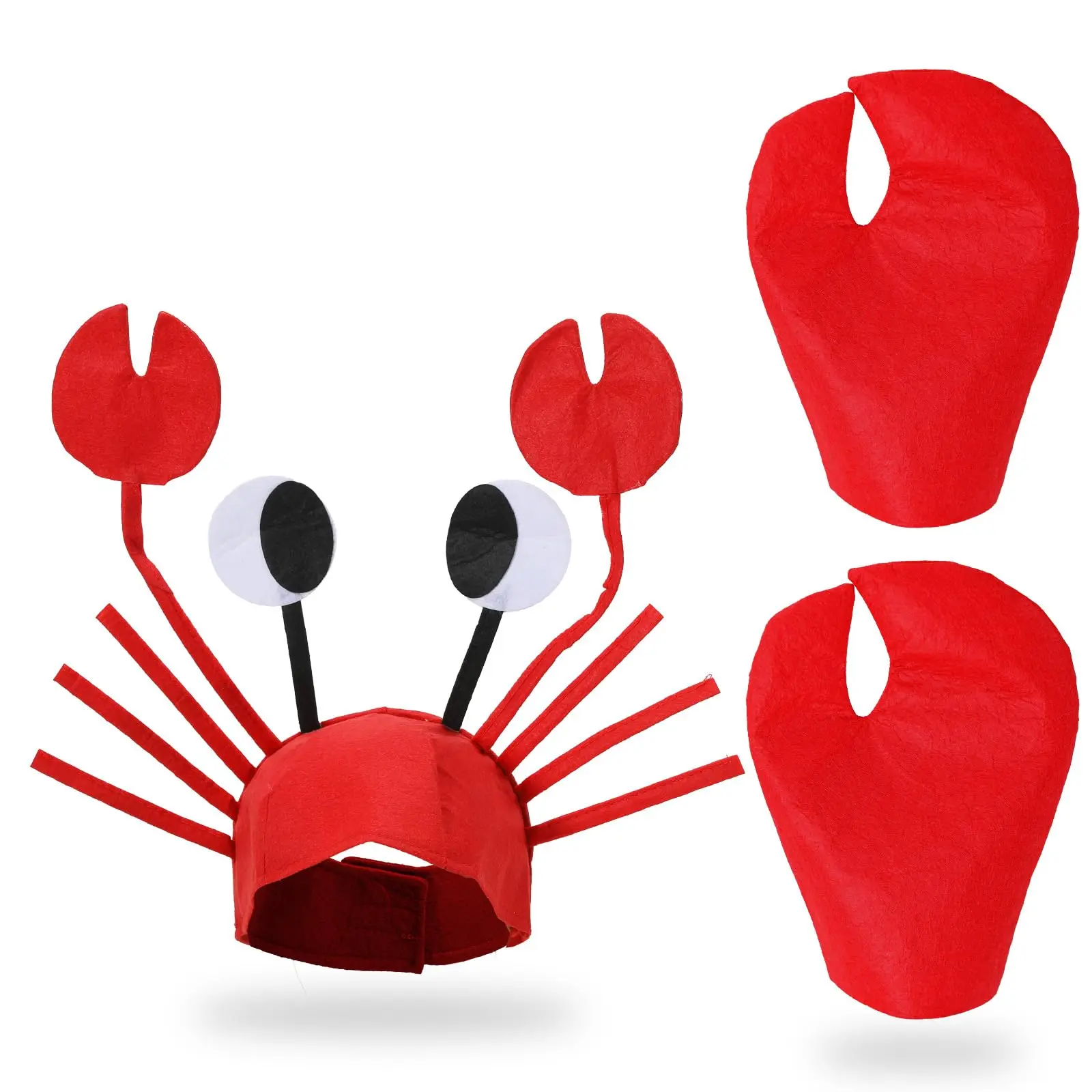 ชุดปูแฟนซี หมวกปูพร้อมที่คาดผม พร้อมถุงมือกรงเล็บสีแดง ของขวัญสำหรับผู้หญิงและผู้ชาย สำหรับฮาโลวีน คอสเพลย์สัตว์