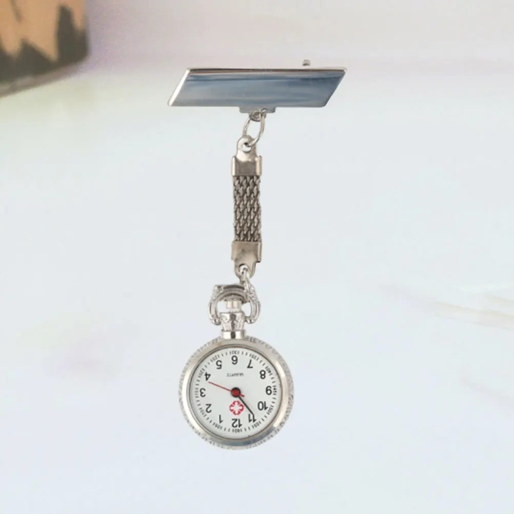 ساعة ممرضة ساعة جيب طبية كوارتز فضية معلقة ساعة لموظفي الطبيب هدية أداة تغيير التمريض المتينة #5