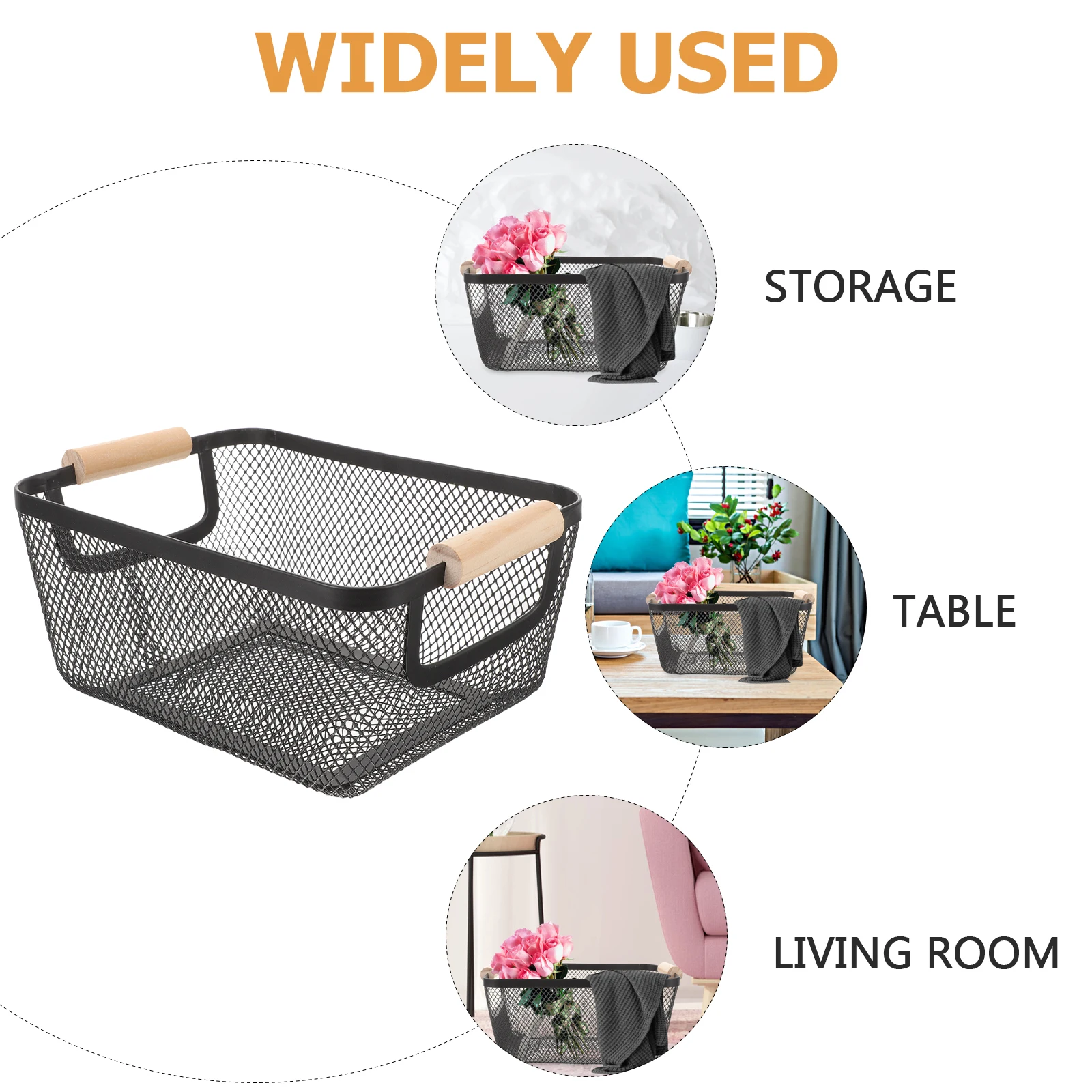 

Iron Wire Basket for Shelves Storage Organizer Small Metal Basket with Handle Decorative Bins Bathroom Organization Solution