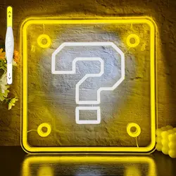 Question Mark Neon Sign Remote Control Modern LED Wall Art for Home Bar Gaming Room Decor Starter USB Powered Lighting