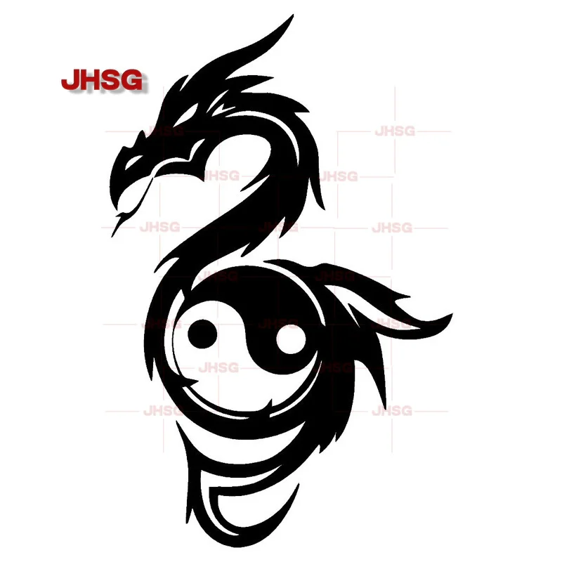 

JHSG креативные автомобильные стикеры Yin Yang Dragon Classic Chinese Culture, виниловая черная/Серебристая Наклейка на мотоцикл из ПВХ