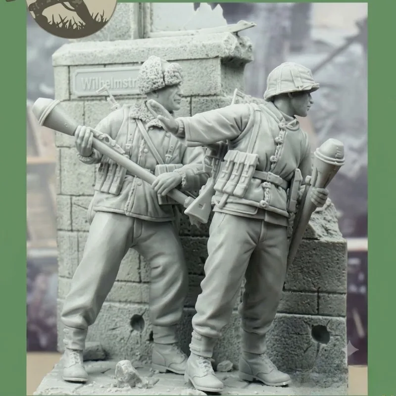 1/35 Scale Die Cast Resin Figure Assembled Model Kit Anti-tank Infantry 2 Man Military Miniature Sculpture Unassembled Unpainted