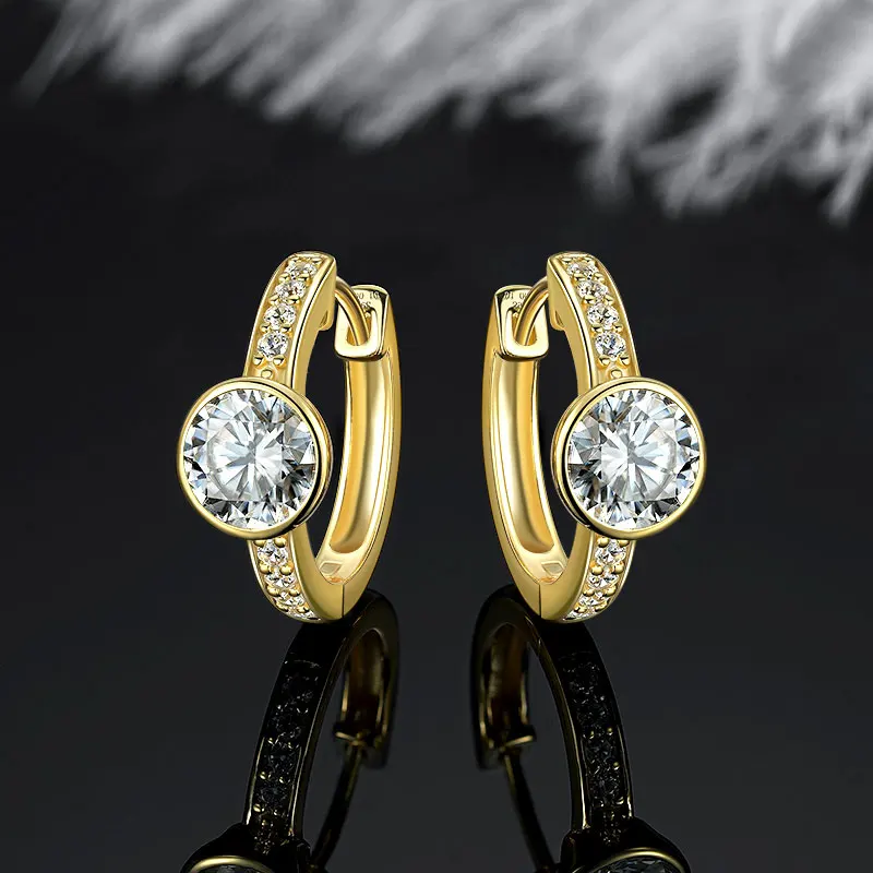 

Серьги-кольца IOGOU Classic с круглым муассанитом 6,5 мм (1 карат), маленькие, из серебра 925 пробы, подарок на День святого Валентина, женские ювелирные изделия, сертифицированные