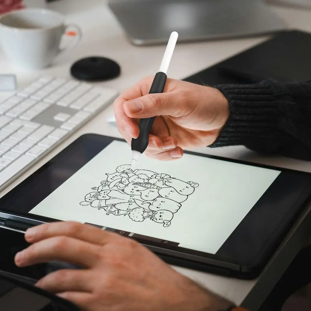 غطاء حماية من السيليكون بقبضة قلم مريح ناعم يعمل باللمس متعدد الوظائف ومرن لقلم Apple Pencil Pro/2 Generation