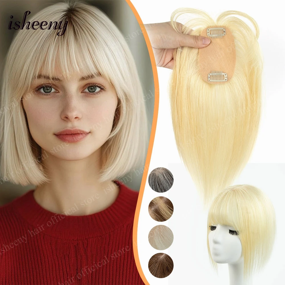 

Isheeny Блондинка Топперы Человеческие волосы с заколками для волос Натуральная центральная часть Шиньоны для тонких волос Цельные топперы 8-14 дюймов
