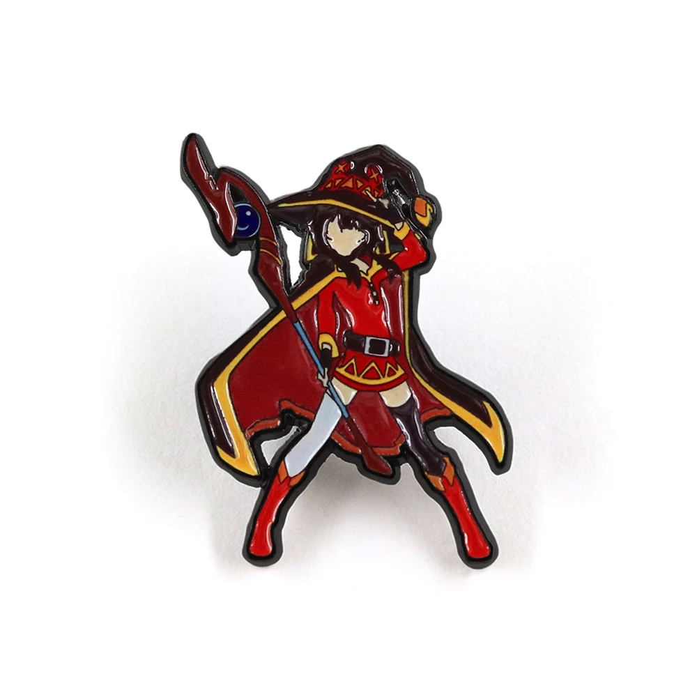 KonoSuba Cartoon-Charakter-Brosche Megumin Magier-Abzeichen Klassische Anime-Peripherie Emaille-Pin Fans Sammlerstück Taschen-Accessoire Geschenk