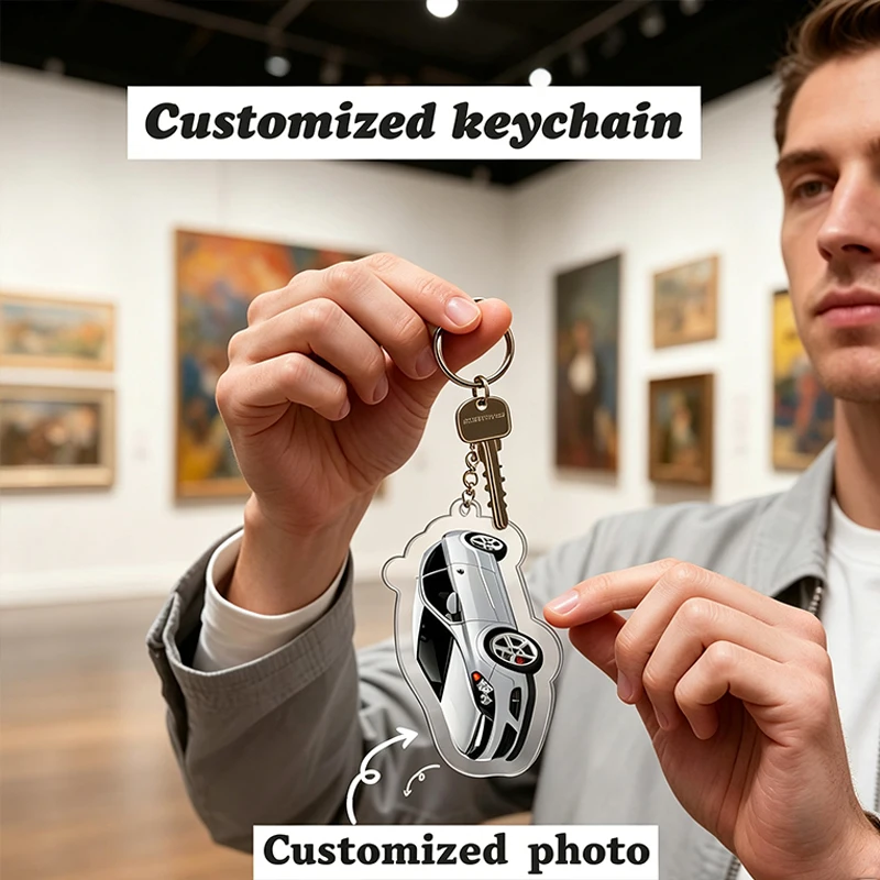 Custom Acrylic Keychain Customizable Photo Image Model Shape Personalized Car Keychains With Medals A Gift With A Personal Photo