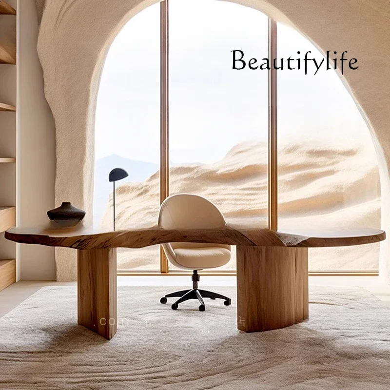 

M Medieval Style Solid Wood Desk 2 Meters Desk Italian Minimalist Computer Table And Chair Combination High-end Light Luxury