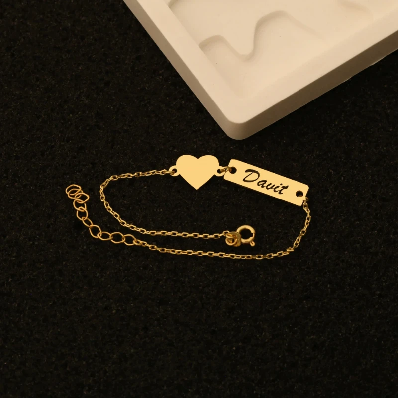 Customized Name Heart Bracelet Personalized Stainless Steel Letter Bracelet Birthday Gift