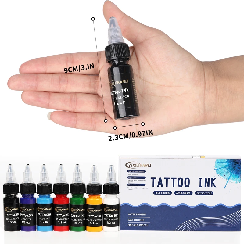 15ml 7colors Tattoo Ink Pigment with box Body Art Tattoo Kits Professional Beauty Paints Makeup Tattoo Supplies Semi-permanent - Image 5
