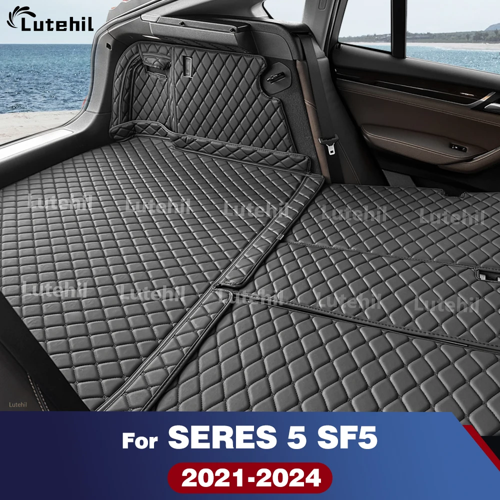 

Cargo Liner For SERES 5 SF5 2021-2024 22 23 Full Coverage Trunk Mat Carpet Cover with Backrest Protectors Full Set Car
