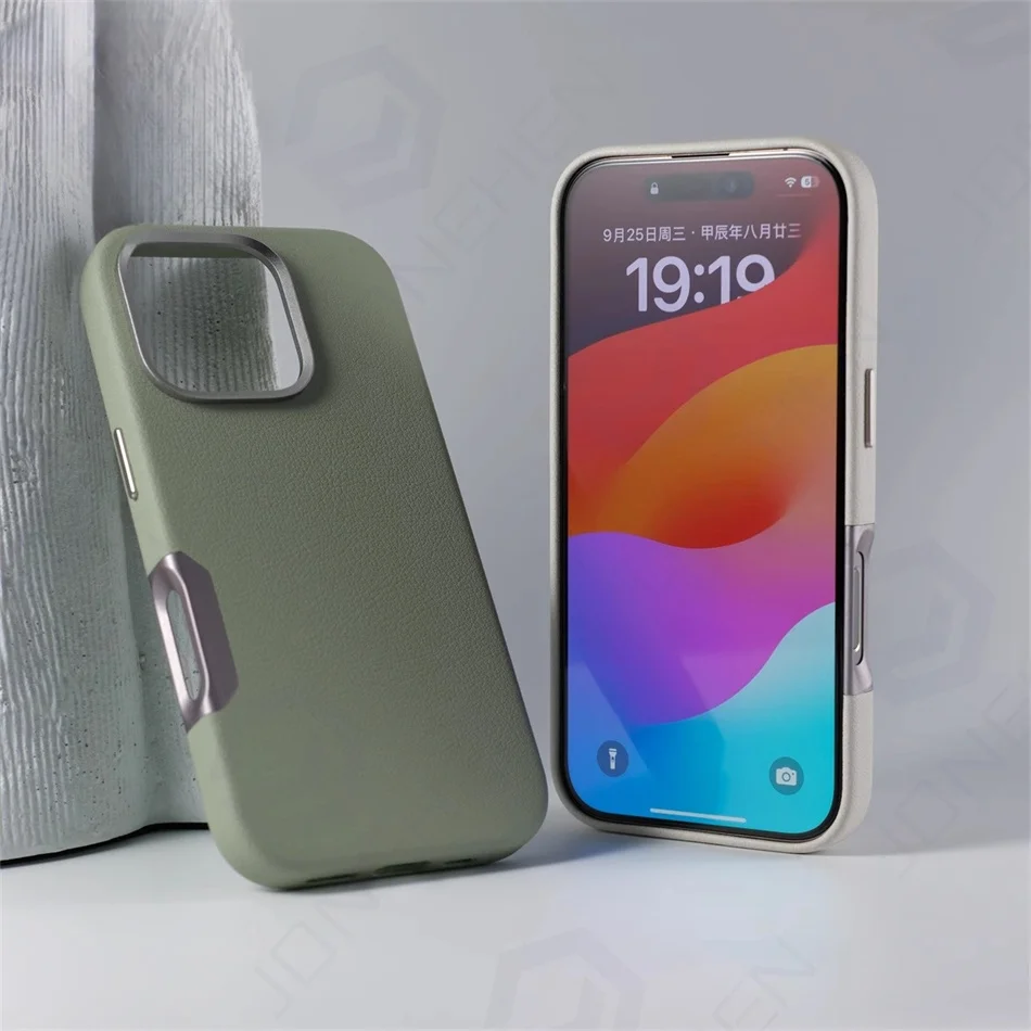 For Magsafe Leather High Quality Alloy Camera Button Magnetic Case For iPhone 16 Pro Max 16pro Wireless Charge Shockproof Cover