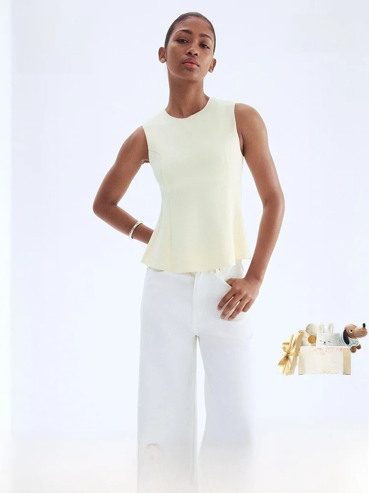 

H&M Women's Double-Sided Fabric Skirt Vest Summer New Arrival 29580 Elastic Waisand Polyester Blend Comfortable Fit