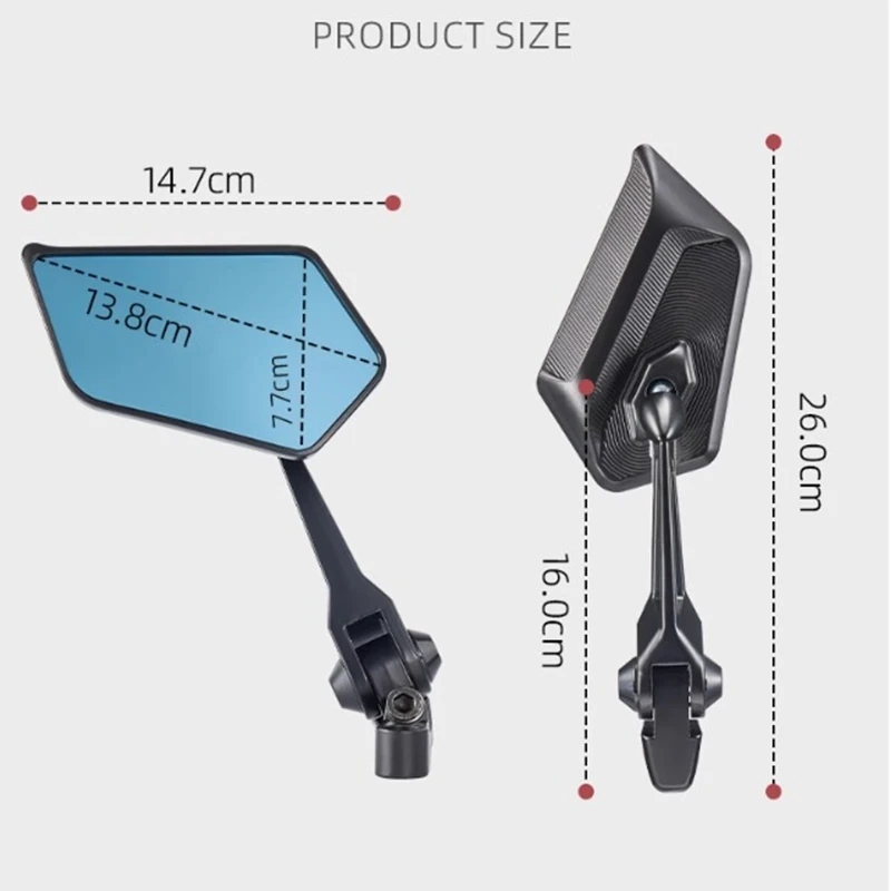 

Зеркала заднего вида для мотоцикла Street King 8, цельнометаллические, регулируемые, HD, 1 пара