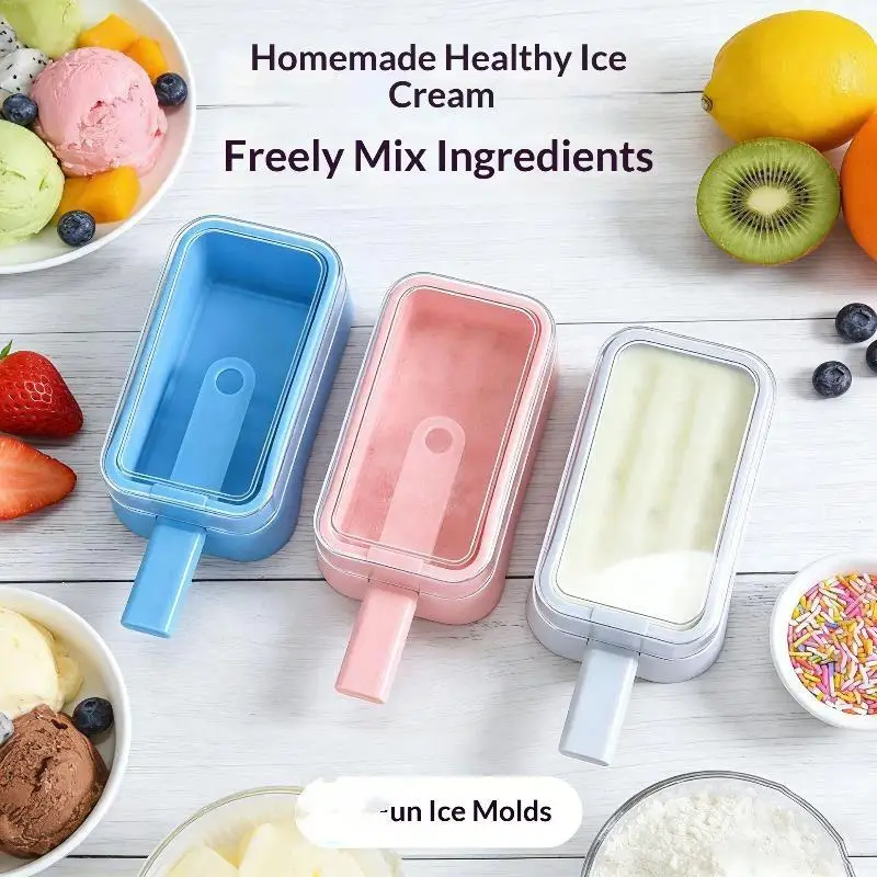 New Silicone Ice Lolly Moulds With Sticks Reusable Ice Cream Forms Popsicle Mold DIY Ice Cream Maker Ice Cube Mold Kitchen Tool