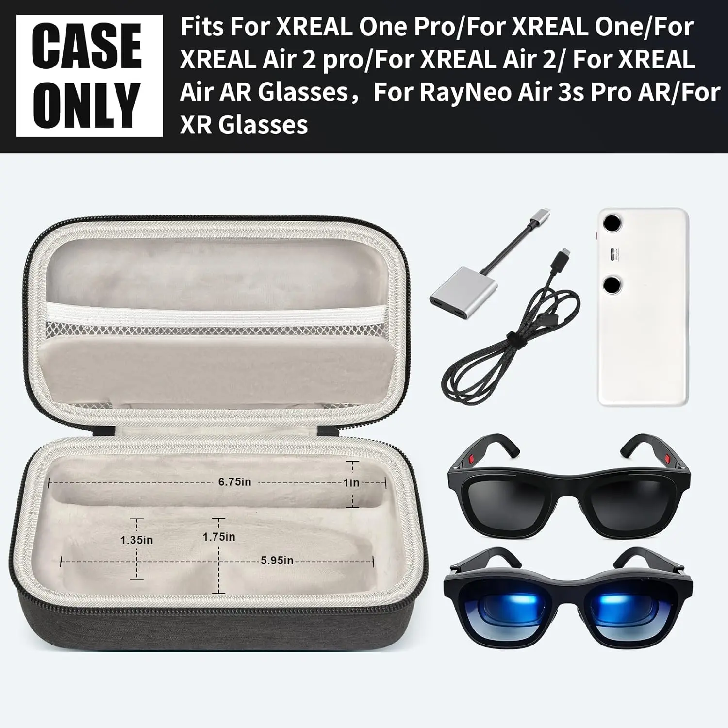 AR Glasses Case for XREAL One Pro / One /Air/2/Pro, for RayNeo Air 