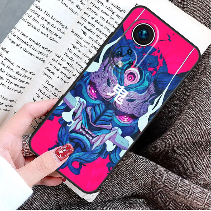 Japanese Oni Hannya Demon Mask Case For Honor X9b X8b X6 X7 X8 X9 X6a X7a X8a X9a Honor 70 50 90 Lite Magic 6 5 Pro Cover