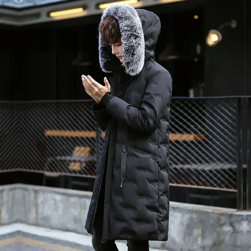 Middle Length Men\'s Coats Winter Thick Male Down Jackets Warm Stylish Joker Clothing Fashion 2024 Harajuku On Offer Deals New In