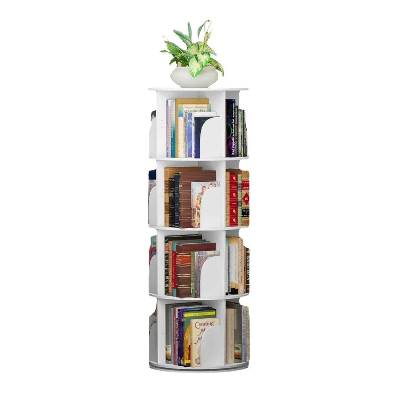 Creative rotating bookshelf 360-degree bookcase simple shelf storage bookshelf, simple student floor bookshelf