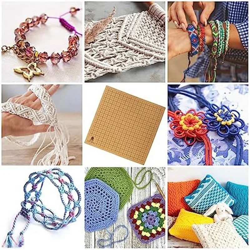 1 Piece 15X15 In Macrame Project Board Double-Sided Grids Handmade Braiding Board Cork