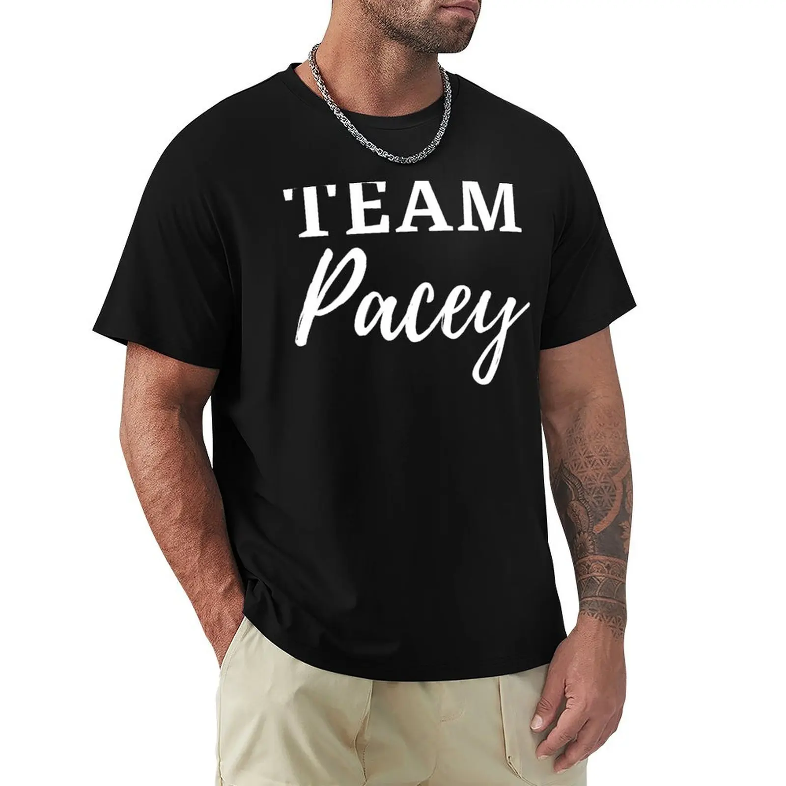 team pacey T-Shirt Simple Solid Color Crew Neck Tee