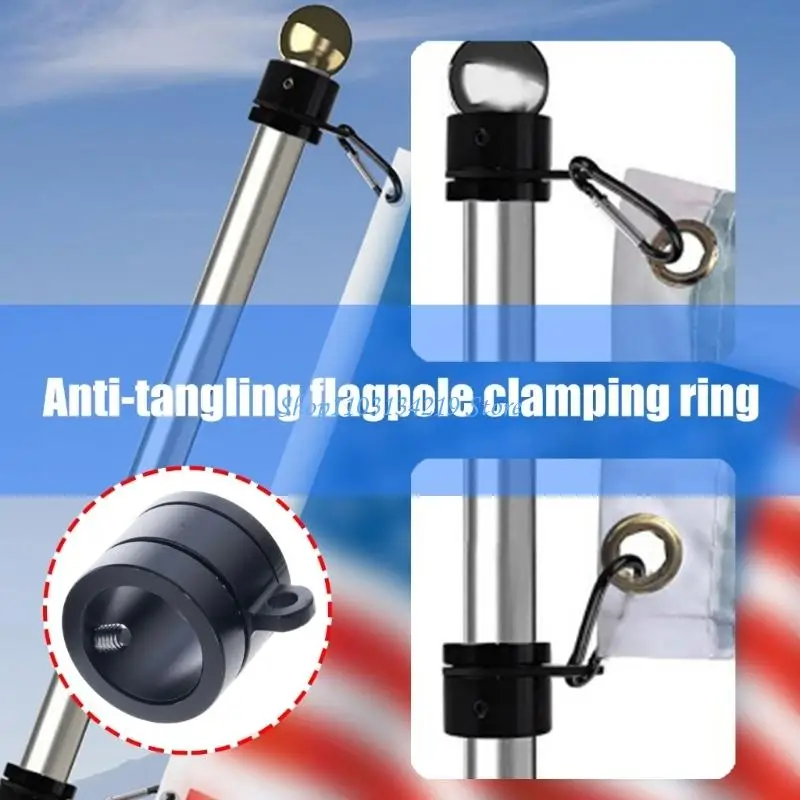 N5KC Rotating Flag Poles Rings For 0.8-1.01in Diameter Poles Easy Installation 2PCS