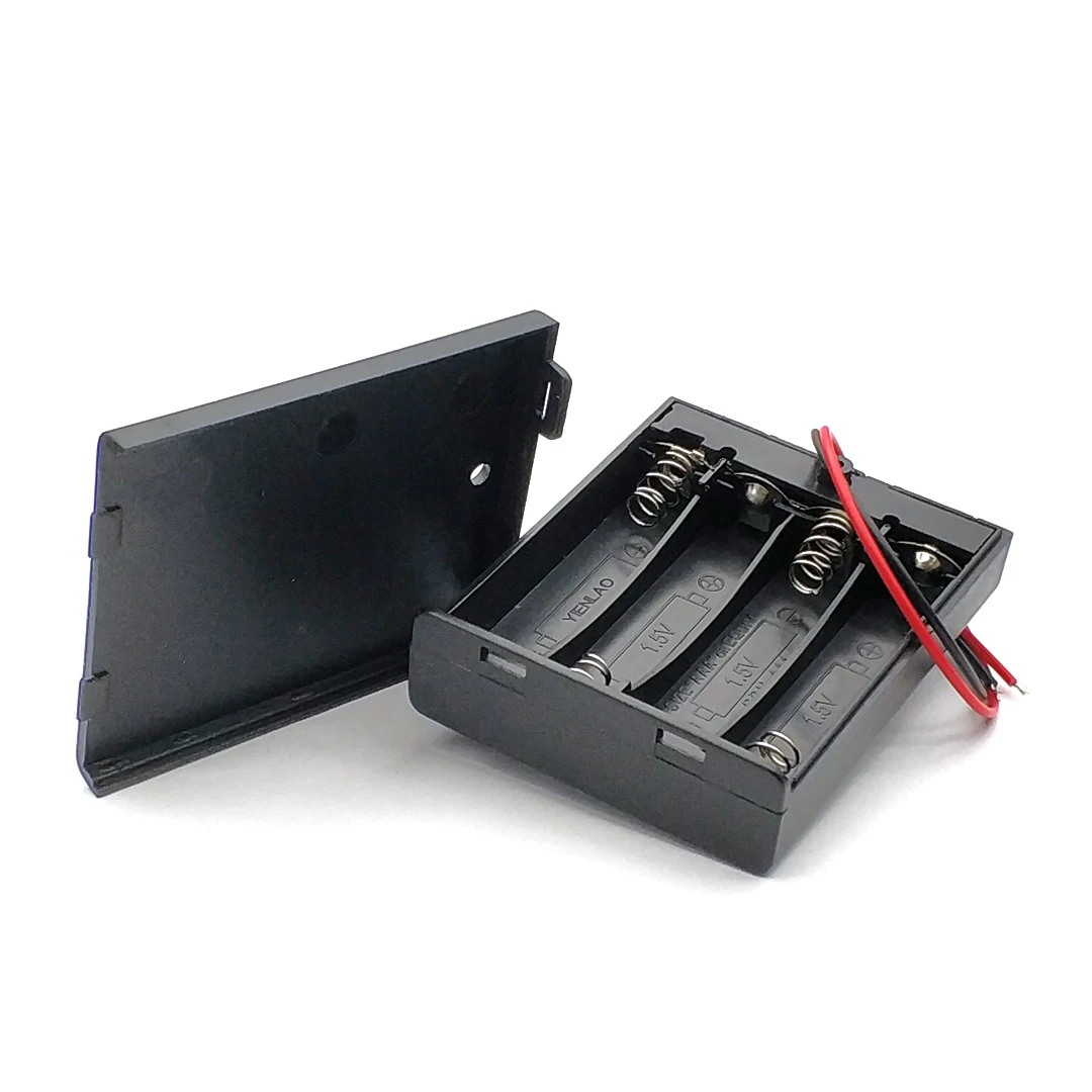 4 AAAPower 은행 케이스 4X AAA 배터리 홀더 보관 상자 케이스 4 슬롯 배터리 컨테이너 와이어 리드, 인기 판매