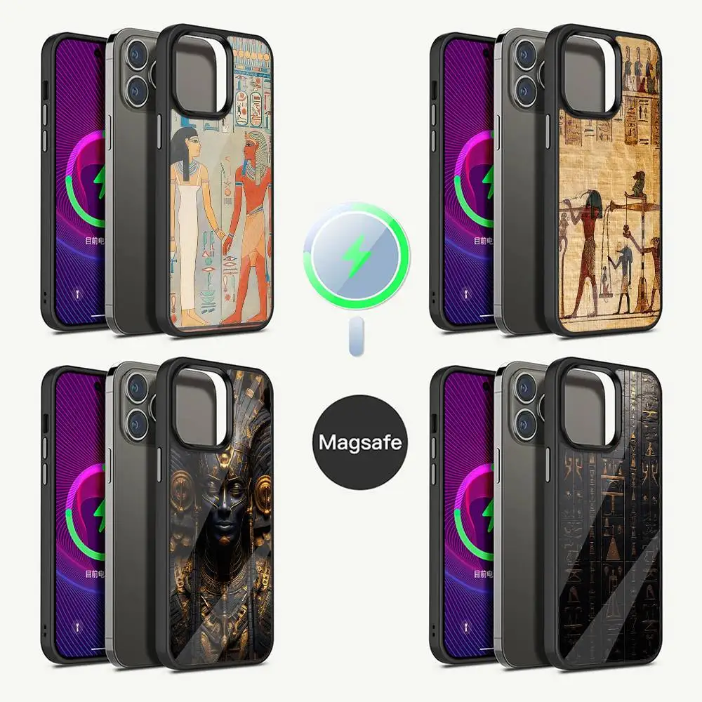 

Egypt Pharaoh Mural Phone Case For iPhone 16,15,14,13,12,11,Pro,Max,Plus,Mini,Magsafe,Magnetic Wireless Charging Case