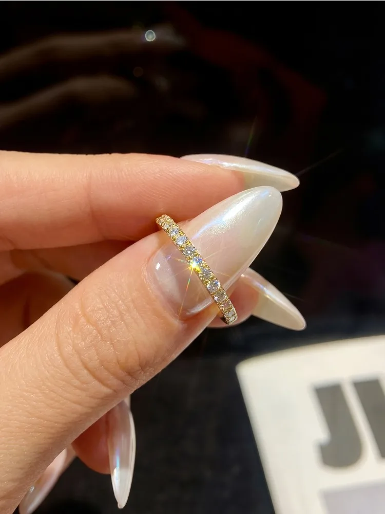 Echte 1,9MM Moissanit-Diamant Solitär Stapelbare Eheringe für Frauen 925 Sterling Silber Mode Qualität Feiner Schmuck – Detail 4