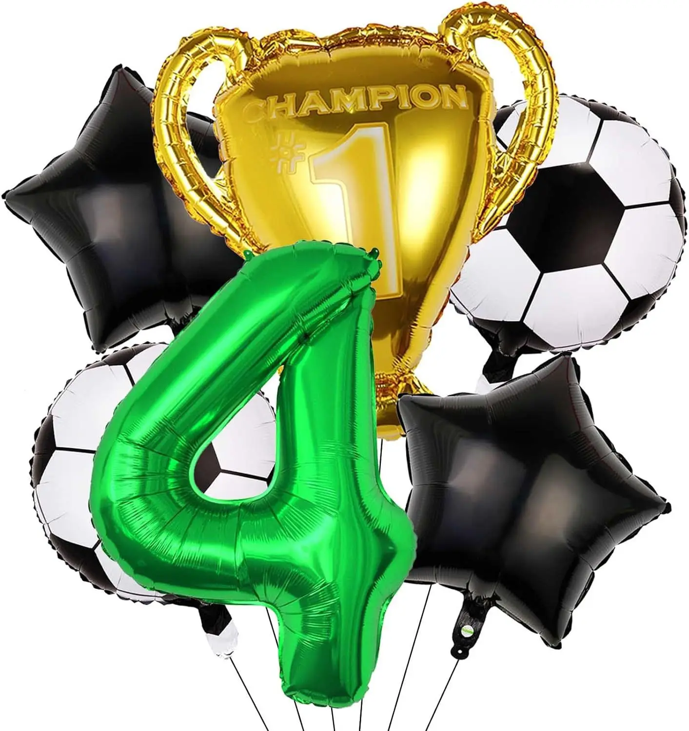 6pcs Boys Football Trophy Helium Balloon Birthday Party Decorations Children's Gifts 32inch Green Pink Gold Digit Number Balloon view 4