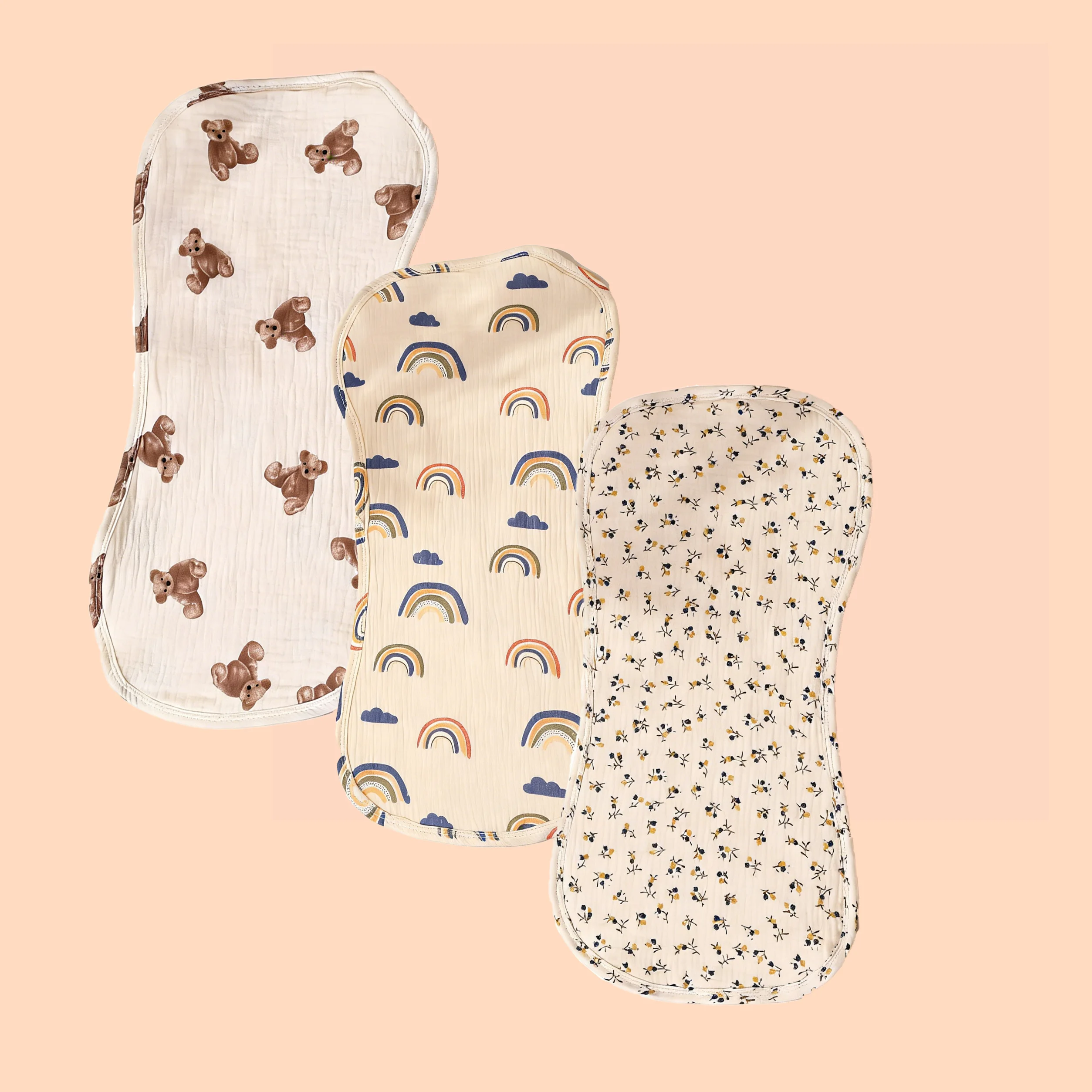 3 Pack 6 Layer Cotton Muslin B - Printed Bibs Pack recension och pris