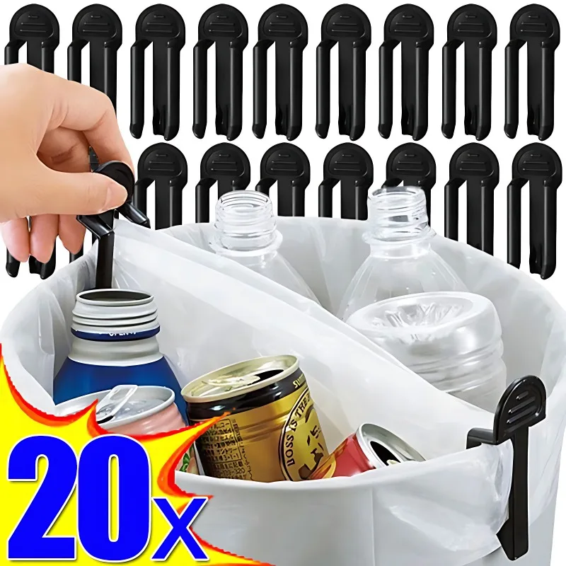 2-20Pcs Practical Plastic Garbage Bag Clip Fixed Waste Bin Bag Holder Rubbish Clip Trash Can Clamp Kitchen Bathroom Gadgets