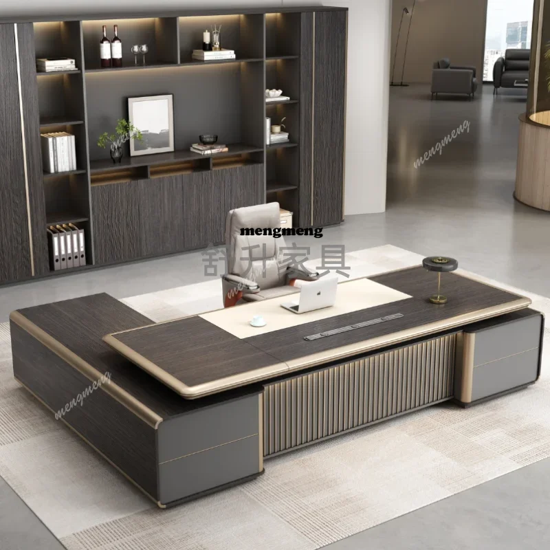 

Hot sales High-end president table light luxury desk boss table simple modern office table and chair combination