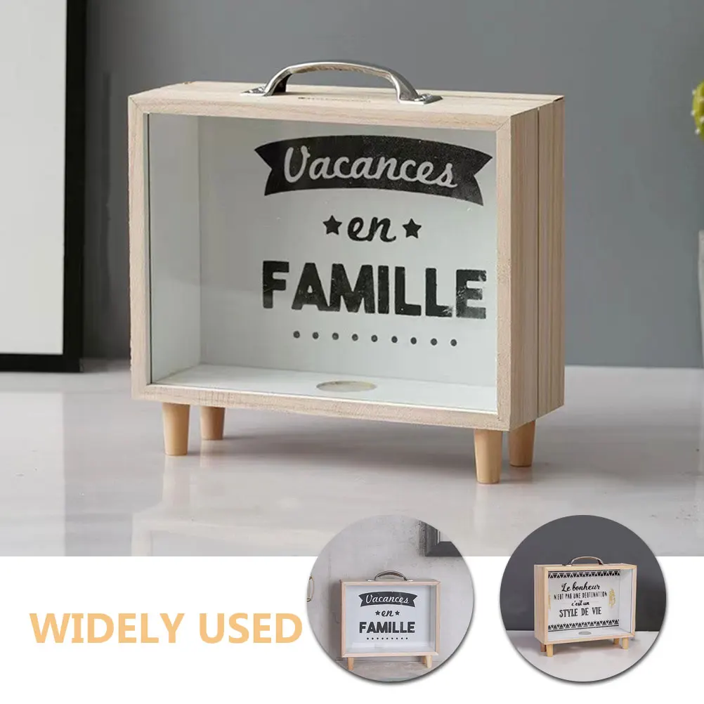 2 szt. Drewniana skarbonka z przezroczystym okienkiem, uniwersalna skarbonka dla dzieci i dorosłych, pojemnik na monety do domu, biura, gabinetu, wytrzymała