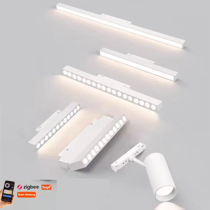 DC48V แม่เหล็กอัจฉริยะ20ชนิดไฟส่อง LED Tuya ZigBee, ไฟ LED ดาวน์ไลท์กระจังหน้าจุดน้ำท่วมเหมาะสำหรับห้องนั่งเล่นในบ้านสีดำขาว