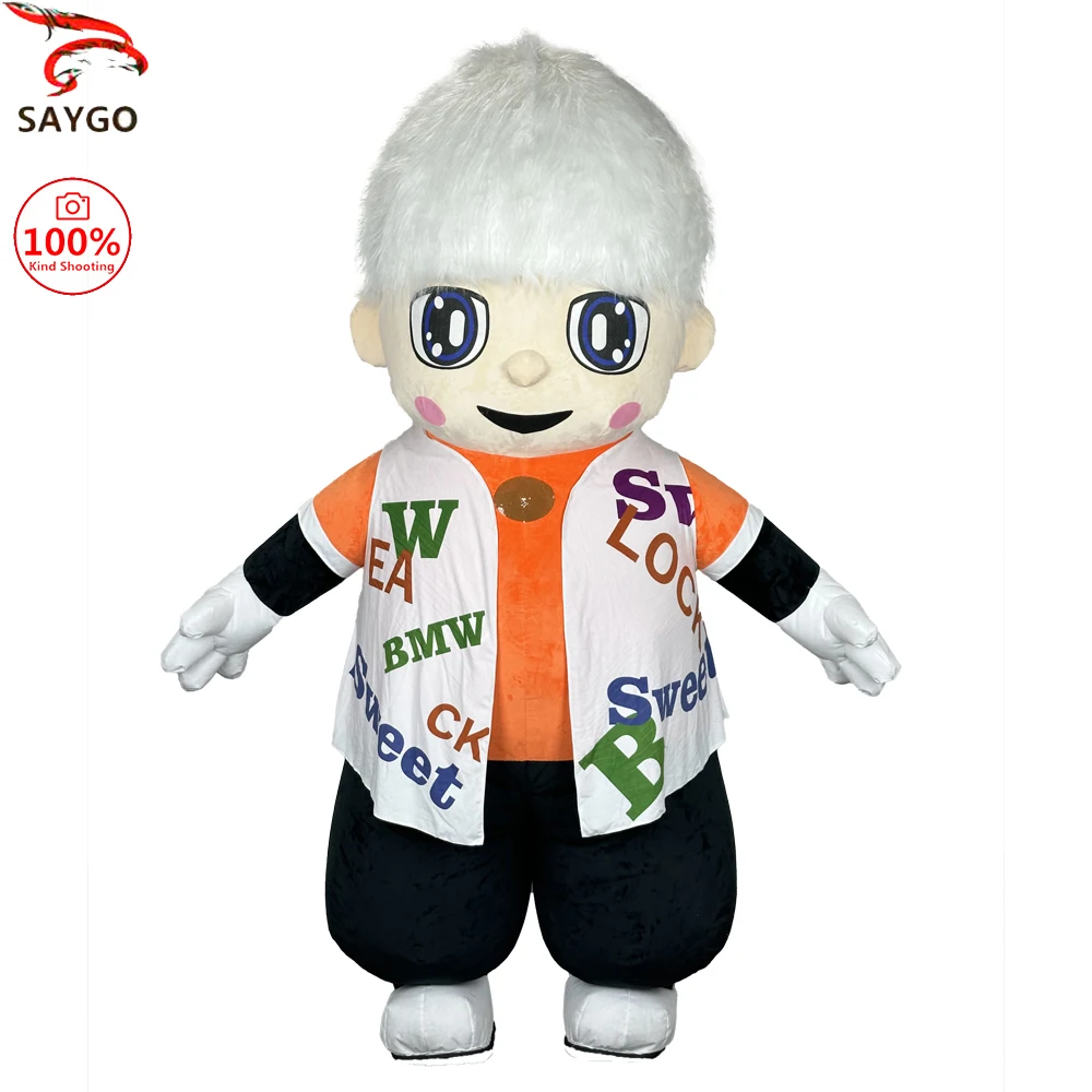 

SAYGO Inflatable White Haired Cool Boy Costume Mascot Parade Adult Character Cosplay Halloween Party Event Set