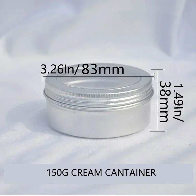 12PCS 150ml Silver Aluminum Jar  Clear Window Cosmetic Nail Candle Packaging Box Empty Cosmetic Metal Sample Packaging Bottle