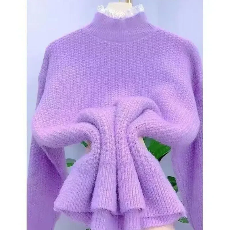 

Simplicity Fashion Solid Color Women's Sweaters Autumn Loose All-match Long Sleeve Knitted Pullovers Female Clothing E370