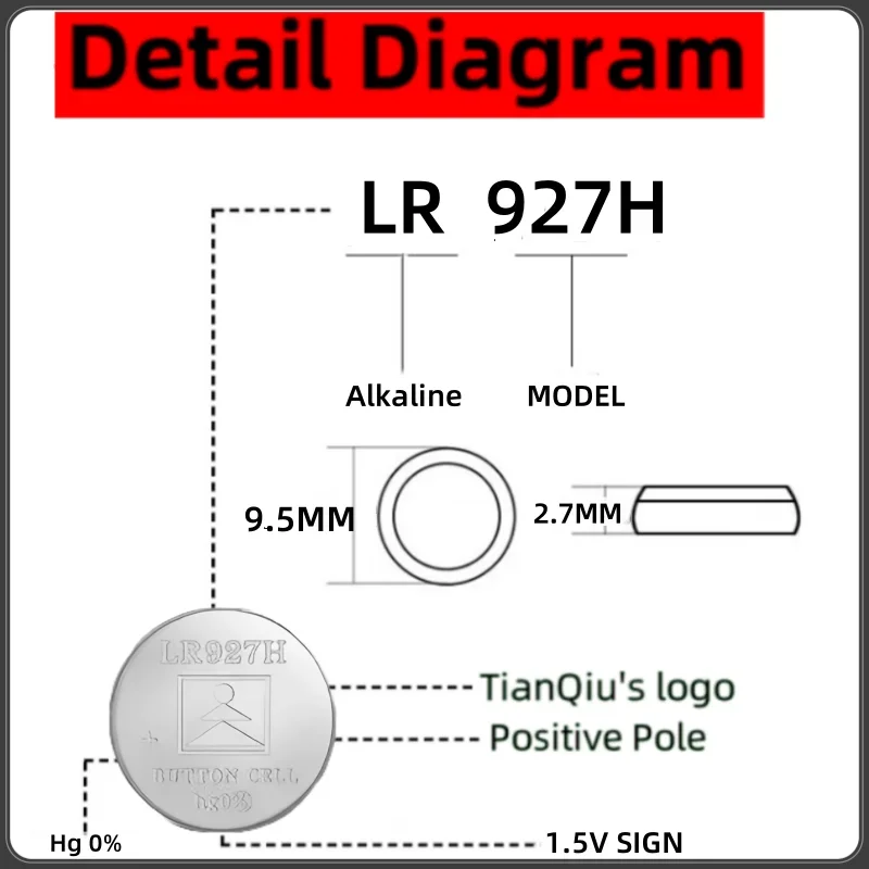 10~50PCS Button Battery TQ AG7 SR927SW 395 LR927 LR57 SR927W 399 Alkaline coin cells for Watches Toys Remote Control Led Lights