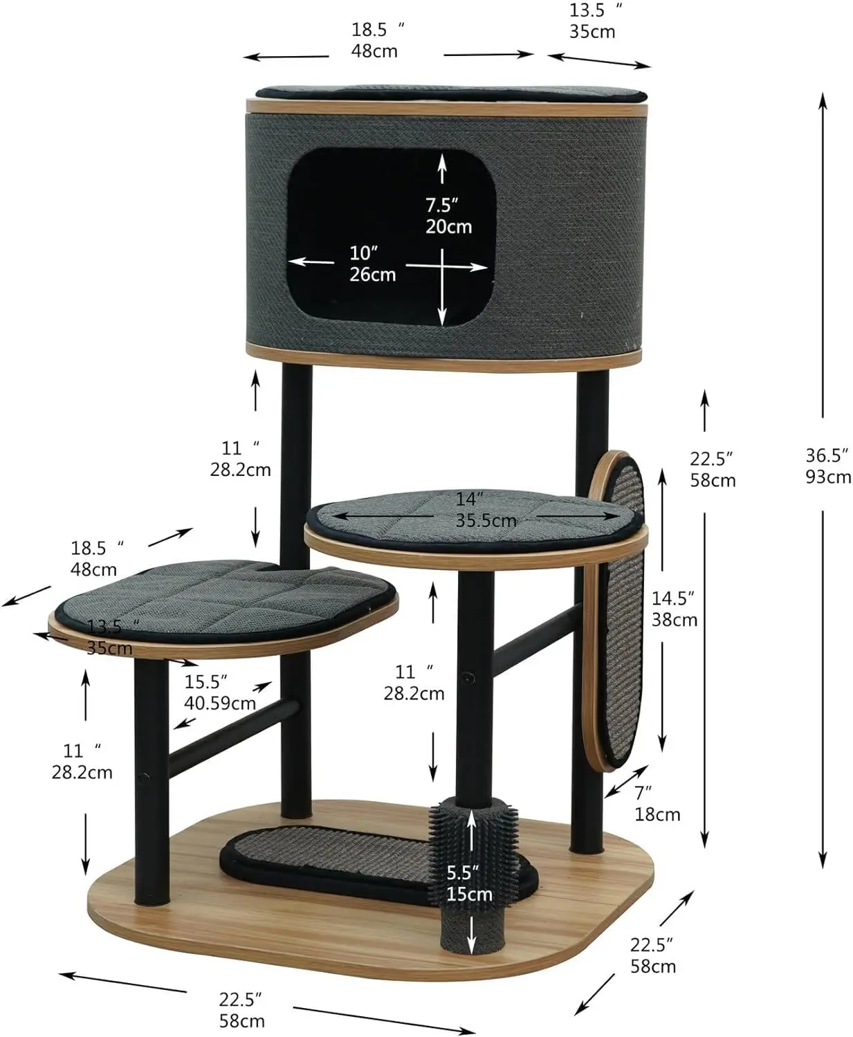 Industrial Chic Design & Stylish Modern Cat Tree, Contemporary & Urban Style Cat Tower - Starbz, Medium And