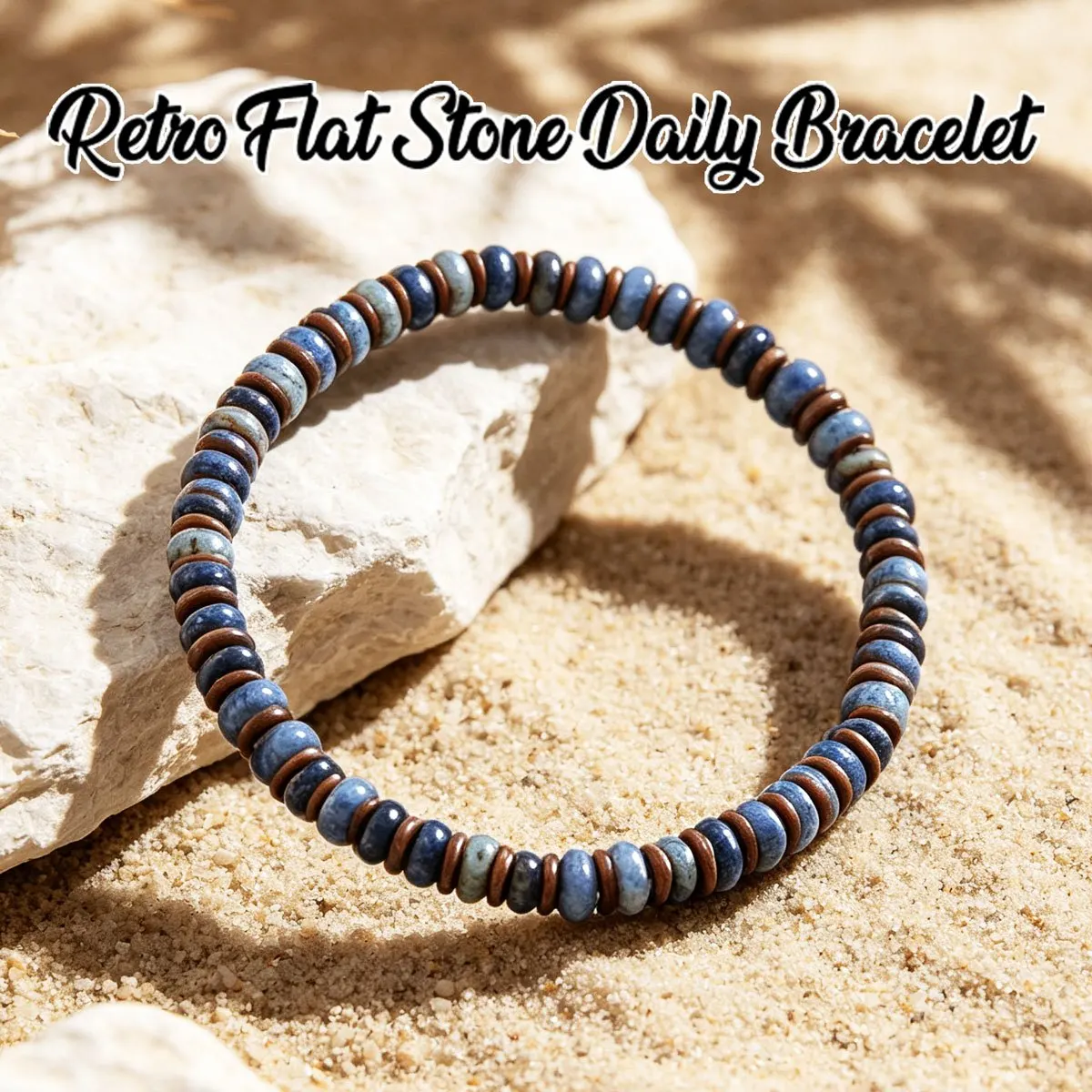 Extremely simple style natural square sodium stone bead elastic bracelet, high-end wrist accessories and gifts for men and women