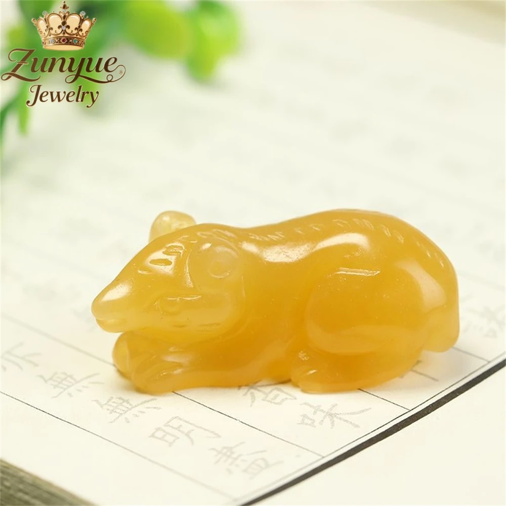 Yellow Dragon Jade Three-Dimensional Chinese Zodiac Mouse Pendant Luxury Quality Jewelry Fashion Jewelry Exquisite Charms Young